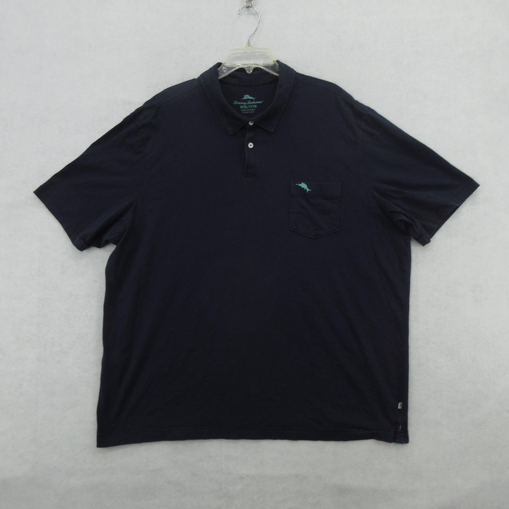 Tommy Bahama Polo Shirt Mens 3XL Blue Supima Cotton Pocket Marlin Logo Casual